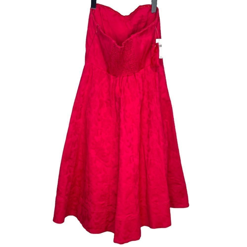 NWT Anthropologie Floral Contrast Sweetheart Midi Dress Raspberry Size 8 - Picture 4 of 11